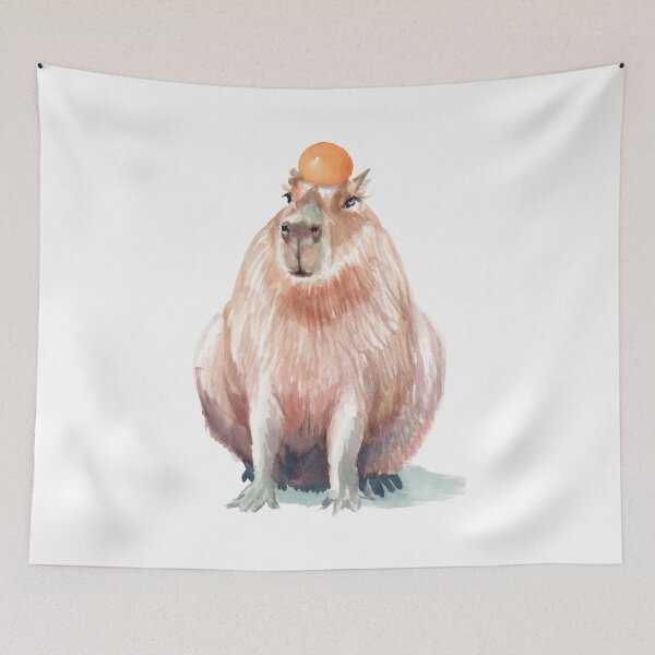 Item preview, capibara and an orange cute watercolor meme wild animal  designed and sold by art-tee-ua.