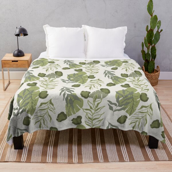 Item preview, Tropical Botanical Leaves Monstera Leaves and Leopard Spots Off White designed and sold by JasmineGDesigns.