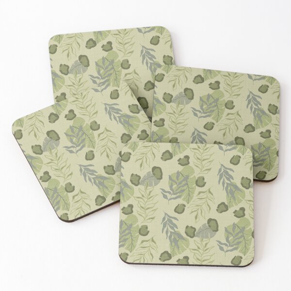 Item preview, Tropical Botanical Leaves Monstera Leaves and Leopard Spots Sage Green designed and sold by JasmineGDesigns.