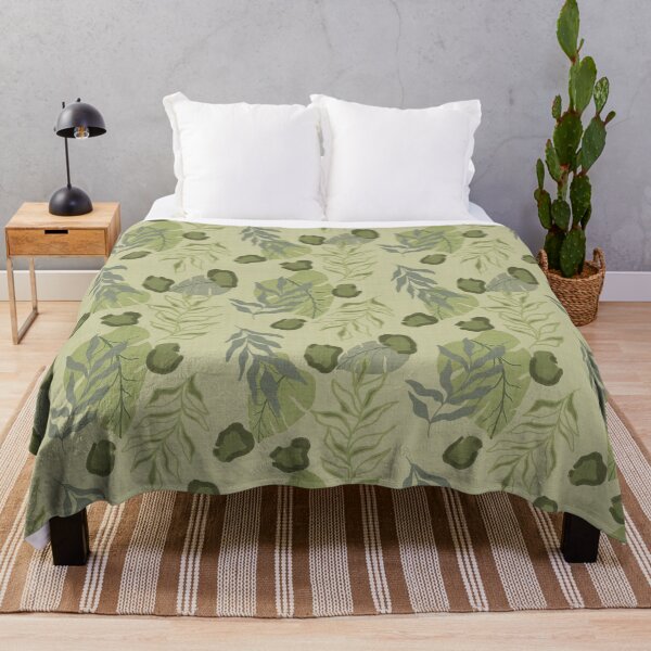 Item preview, Tropical Botanical Leaves Monstera Leaves and Leopard Spots Sage Green designed and sold by JasmineGDesigns.