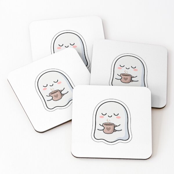 Item preview, Spooked Out and Caffeinated - Cute Ghost with Coffee Mug Sticker designed and sold by SimpleP.