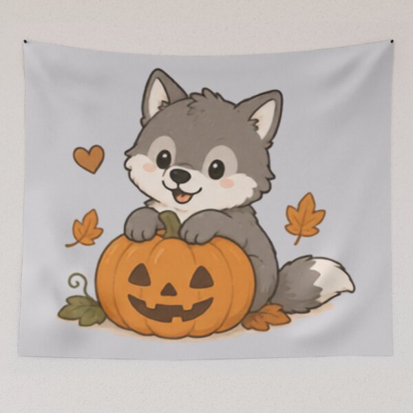 Item preview, Cute Pumpkin Wolf designed and sold by MellowMunchkins.