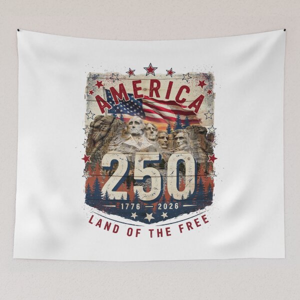 Item preview, America 250 Mount Rushmore South Dakota Semiquincentennial 1776 - 2026 Vintage Flag v3 designed and sold by DarylWelsh2024.