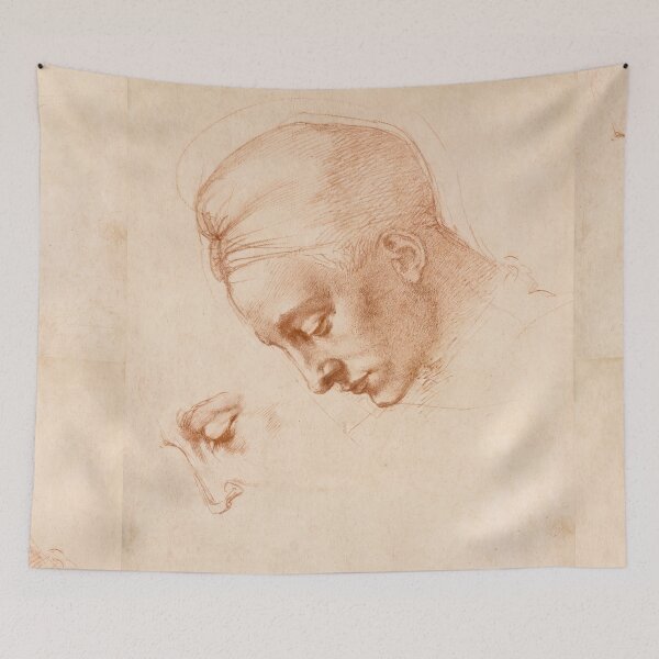 Item preview, Red Chalk Head Study Bowed Face designed and sold by artofuniverse.