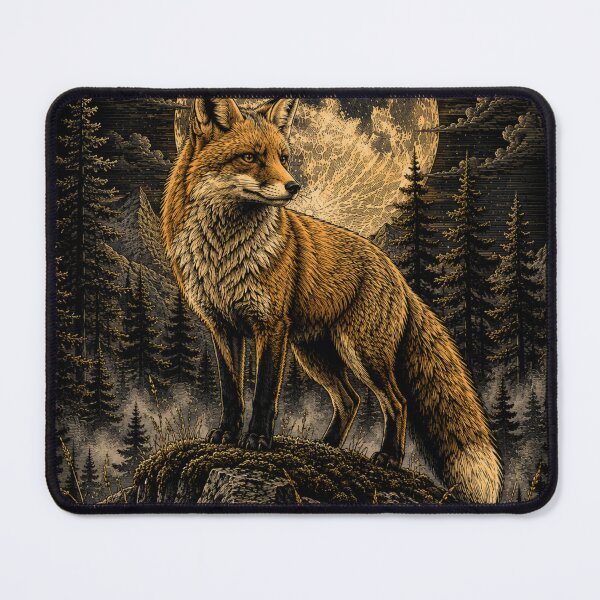 Item preview, Silent Fox of the Moonlit Forest – Vintage Wildlife Illustration designed and sold by TeeVibeHaus.