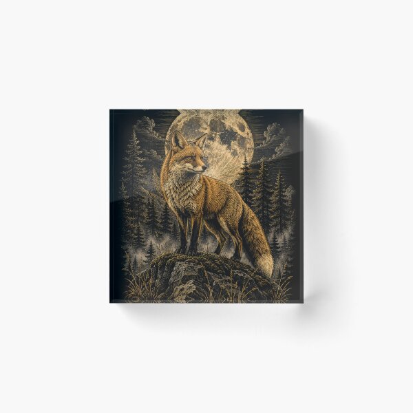 Item preview, Silent Fox of the Moonlit Forest – Vintage Wildlife Illustration designed and sold by TeeVibeHaus.