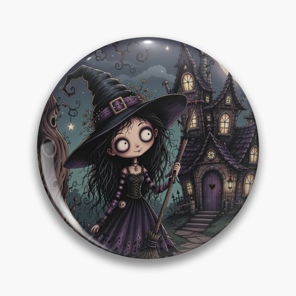 Item preview, Whimsical Gothic Witch and Haunted House designed and sold by INKandSOULbyLUNA.