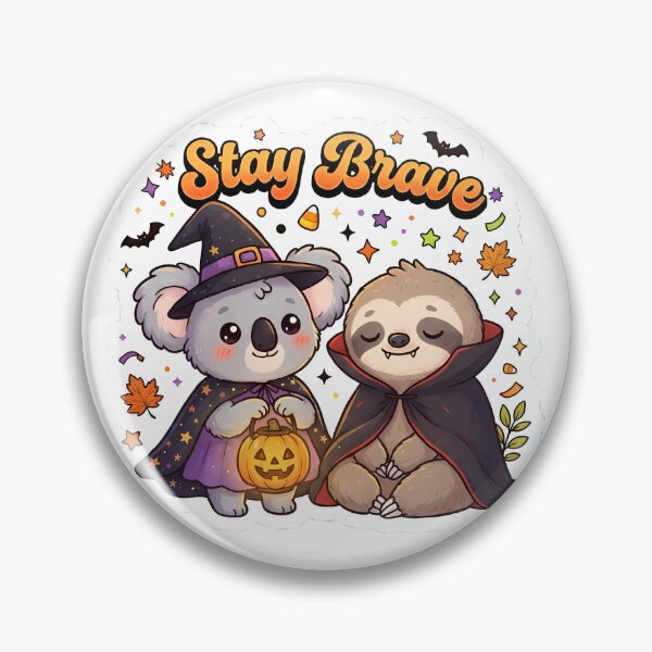 Item preview, Stay Brave  Cute Halloween Koala & Sloth Retro Cartoon Design designed and sold by HoMya.