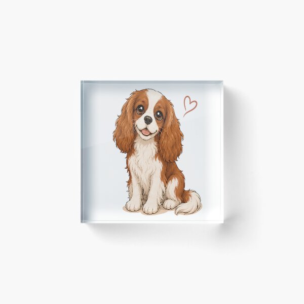 Item preview, Cute Cavalier King Charles Spaniel Cartoon | Minimal Puppy Illustration | Dog Lover Gift designed and sold by Moh-nd-Eg.