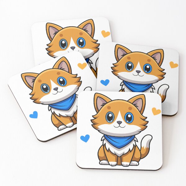 Item preview, Cute Kawaii Orange Cat with Blue Bandana | Chibi Cartoon Kitty Illustration designed and sold by Mousy17.