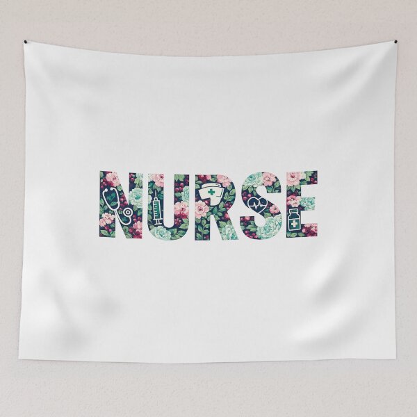 Aperçu de l'œuvre INFIRMIÈRE fleurs typographie créée et vendue par YNELENT.