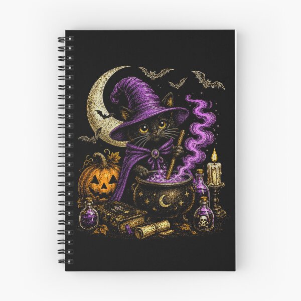 Item preview, Vintage Halloween Spooky Black Cat in Pumpkin bats designed and sold by SOUFIANE1991.