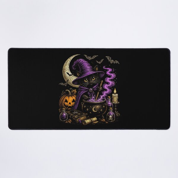 Item preview, Vintage Halloween Spooky Black Cat in Pumpkin bats designed and sold by SOUFIANE1991.
