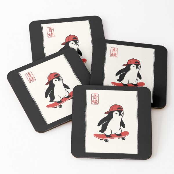 Item preview, Onkaeru Oto-e Penguin Skateboard Skater Animal Enthusiast designed and sold by Doodleoub.