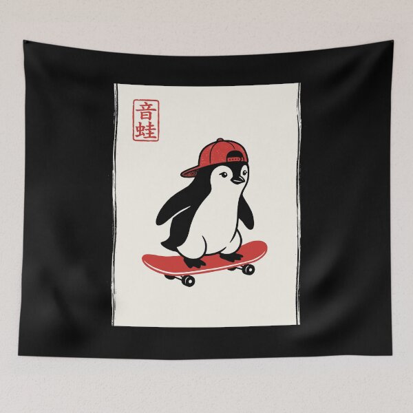 Item preview, Onkaeru Oto-e Penguin Skateboard Skater Animal Enthusiast designed and sold by Doodleoub.