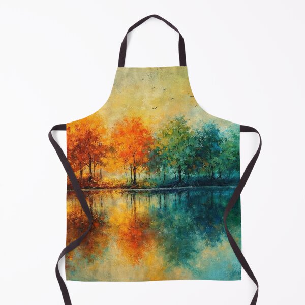 Item preview, Autumn Lake Reflection – Orange & Blue Autumn Landscape Art designed and sold by Joey Santiago.