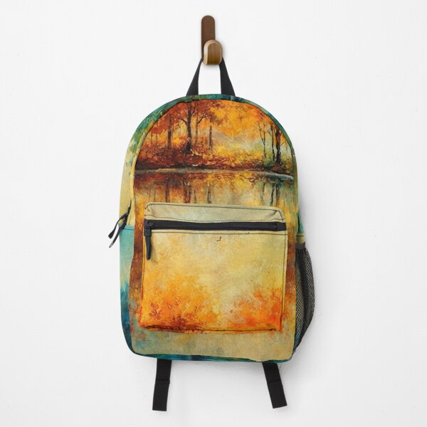 Item preview, Autumn Lake Reflection – Orange & Blue Autumn Landscape Art designed and sold by Joey Santiago.