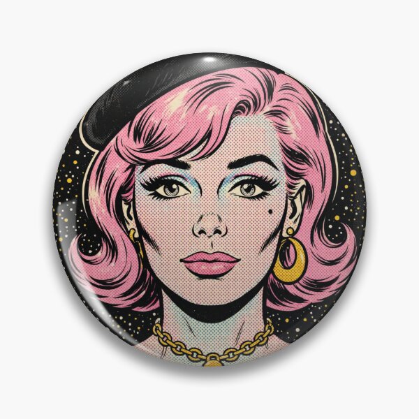 Item preview, Pink Hair Woman Black Beret Starry Pop Art Portrait designed and sold by MAISON SYLVIE.