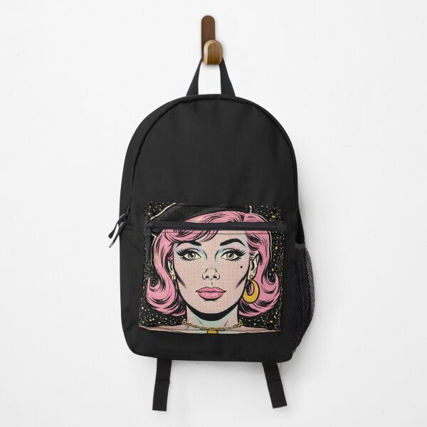 Item preview, Pink Hair Woman Black Beret Starry Pop Art Portrait designed and sold by MAISON SYLVIE.