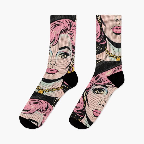 Item preview, Pink Hair Woman Black Beret Starry Pop Art Portrait designed and sold by MAISON SYLVIE.
