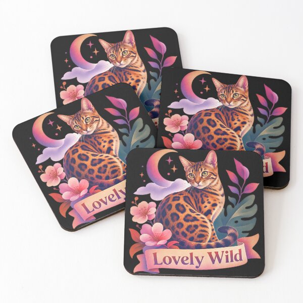 Item preview, Lovely Wild – Romantic Folk Art Bengal Cat designed and sold by Bengoer18.