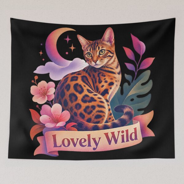 Item preview, Lovely Wild – Romantic Folk Art Bengal Cat designed and sold by Bengoer18.