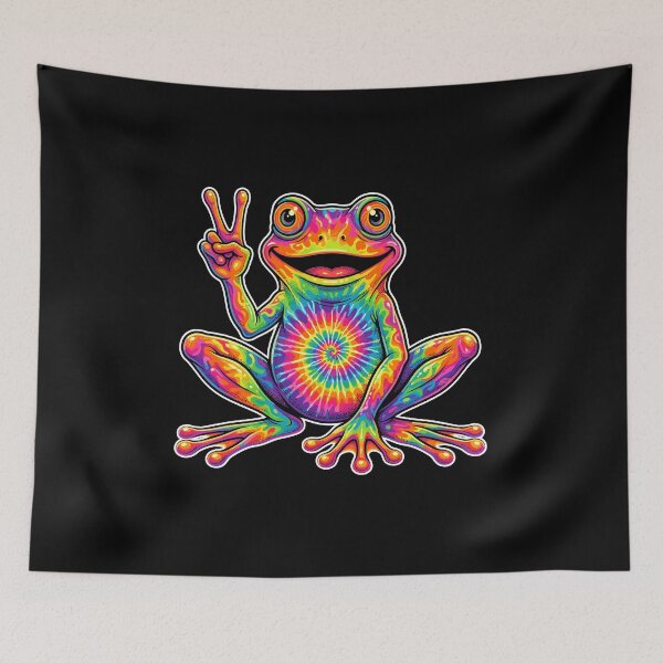 Item preview, Tie Dye Frog Peace Sign Hippie Animal Lover designed and sold by Doodleoub.