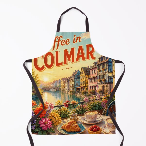 Item preview, Coffee in Colmar, France: scenic-Style Painterly Scenic Travel Poster designed and sold by LSVart.