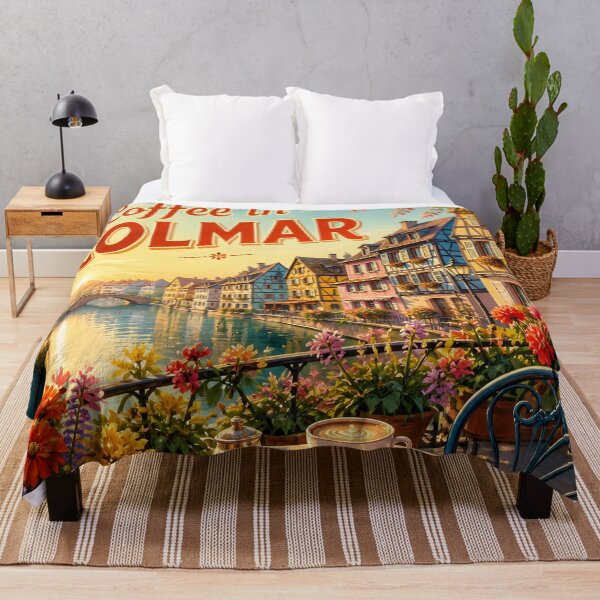 Item preview, Coffee in Colmar, France: scenic-Style Painterly Scenic Travel Poster designed and sold by LSVart.