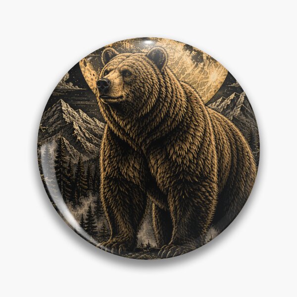 Item preview, Mountain Bear Under the Moon – Vintage Wildlife Illustration designed and sold by TeeVibeHaus.
