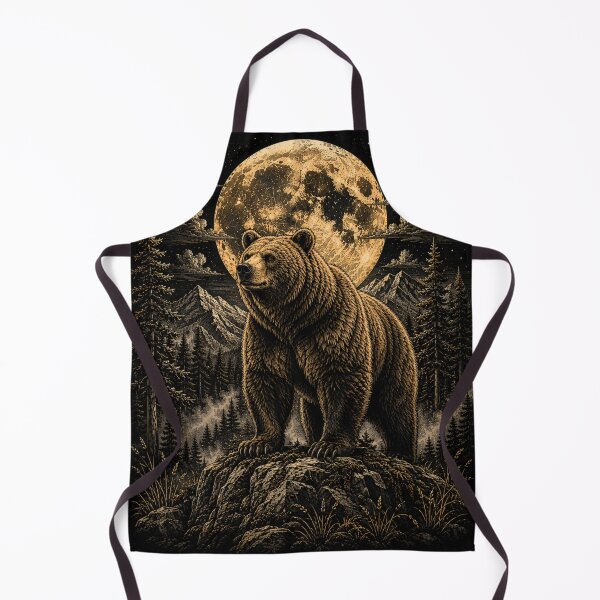 Item preview, Mountain Bear Under the Moon – Vintage Wildlife Illustration designed and sold by TeeVibeHaus.