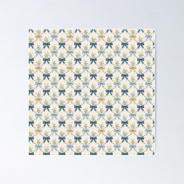 Item preview, Vintage Blue Floral Bows Pattern designed and sold by LouieVanille.