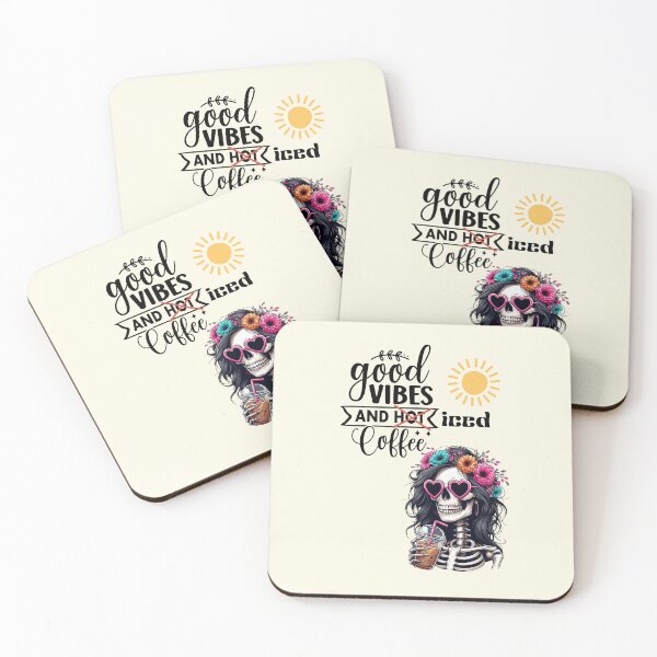 Item preview, Halloween 2026 Good Vibes & Iced Coffee Skeleton | Cute Boho Floral Skeleton Design designed and sold by Coolparrotgirl.