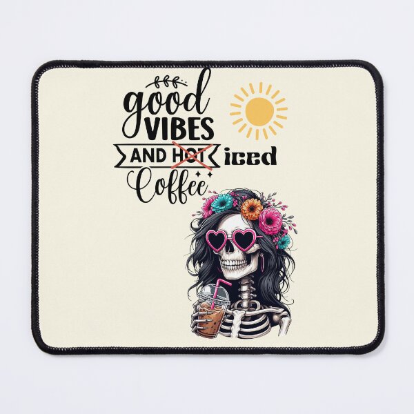 Item preview, Halloween 2026 Good Vibes & Iced Coffee Skeleton | Cute Boho Floral Skeleton Design designed and sold by Coolparrotgirl.