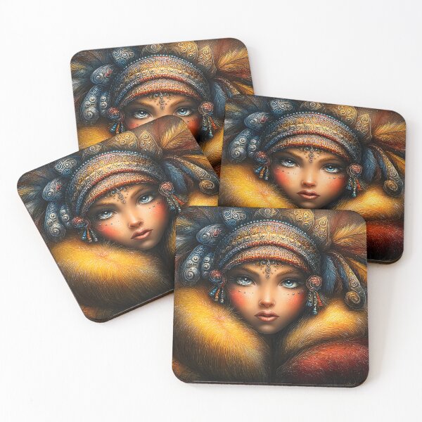 Item preview, Exquisite Portrait of a Mystical Woman in Feathers designed and sold by Artessie.