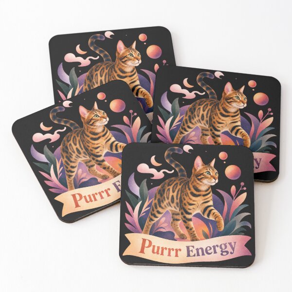 Item preview, Purrr Energy – Mystical Folk Art Bengal Cat designed and sold by Bengoer18.