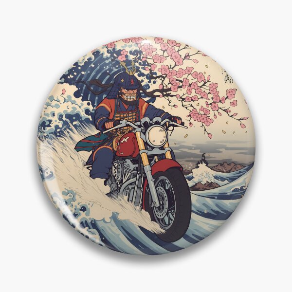 Item preview, Samurai Biker Riding Great Wave Ukiyo-e Art designed and sold by ZenStyleStudio.