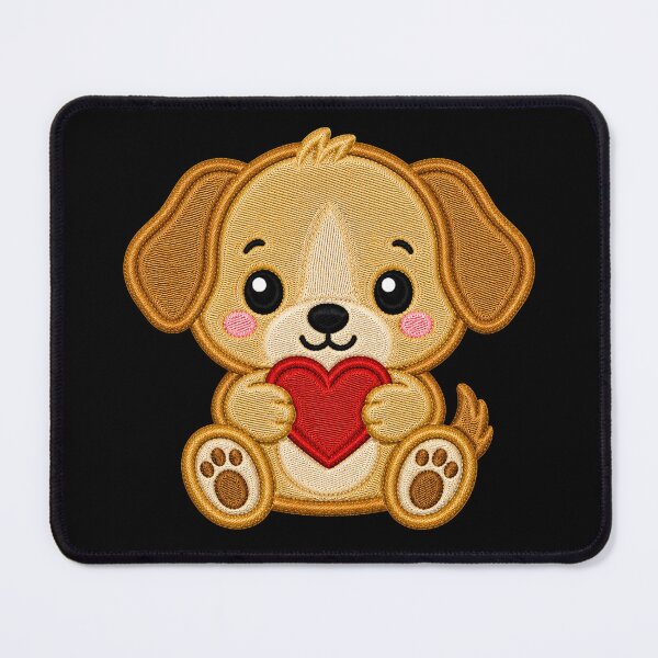 Item preview, Cute Baby Puppy Holding Heart Embroidery Illustration designed and sold by ColorSplash123.