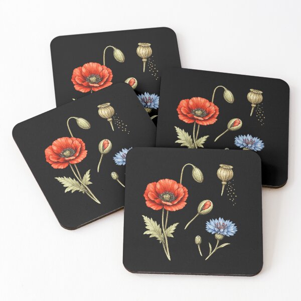 Item preview, Vintage Crimson Poppy and Cornflower Botanical Art designed and sold by Anyshca.