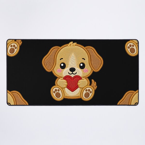 Item preview, Cute Baby Puppy Holding Heart Embroidery Illustration designed and sold by ColorSplash123.