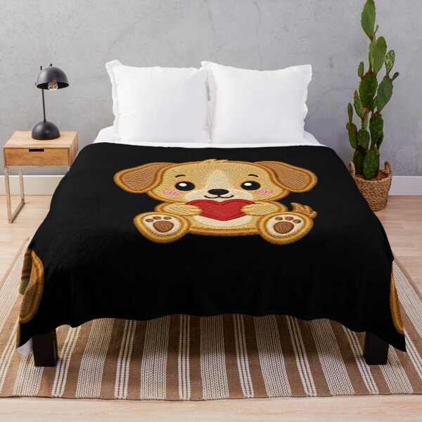 Item preview, Cute Baby Puppy Holding Heart Embroidery Illustration designed and sold by ColorSplash123.