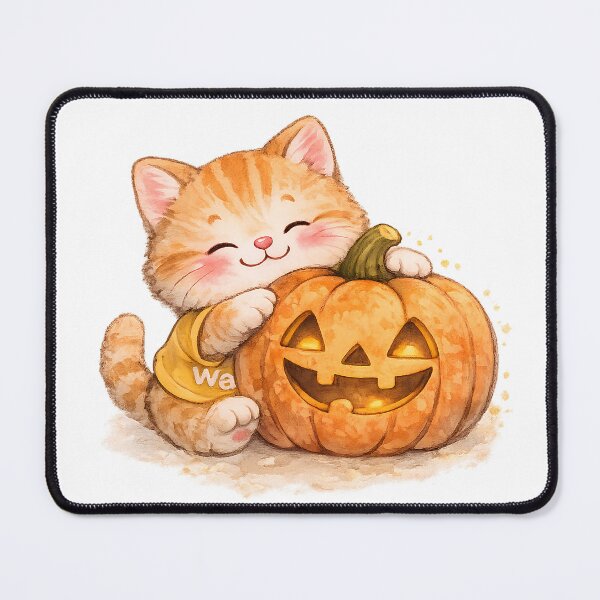 Item preview, Orange Tabby Cat Hugging Pumpkin designed and sold by Wawa5656.