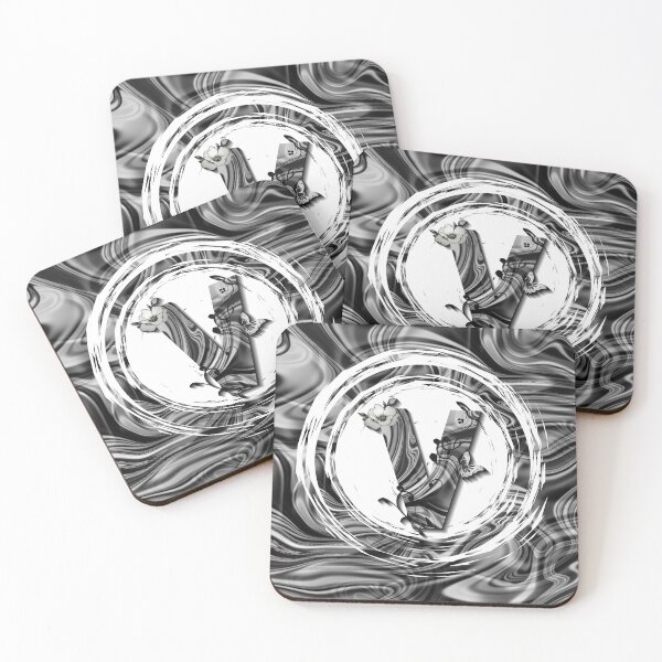 Item preview, Letter V Botanical Monogram black and white liquid marble designed and sold by iRenza.