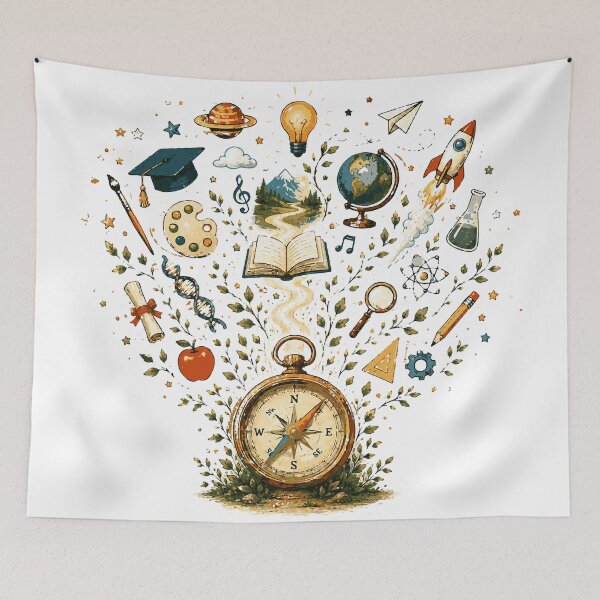Item preview, Education Compass T-Shirt & Sticker | Learning Journey Teacher Gift | Back to School Art designed and sold by Sunday.Supply.