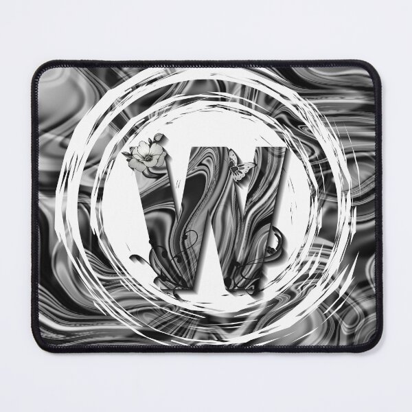 Item preview, Letter W Botanical Monogram black and white liquid marble designed and sold by iRenza.