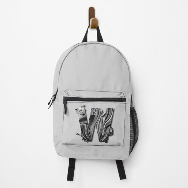 Item preview, Letter W Botanical Monogram black and white liquid marble designed and sold by iRenza.