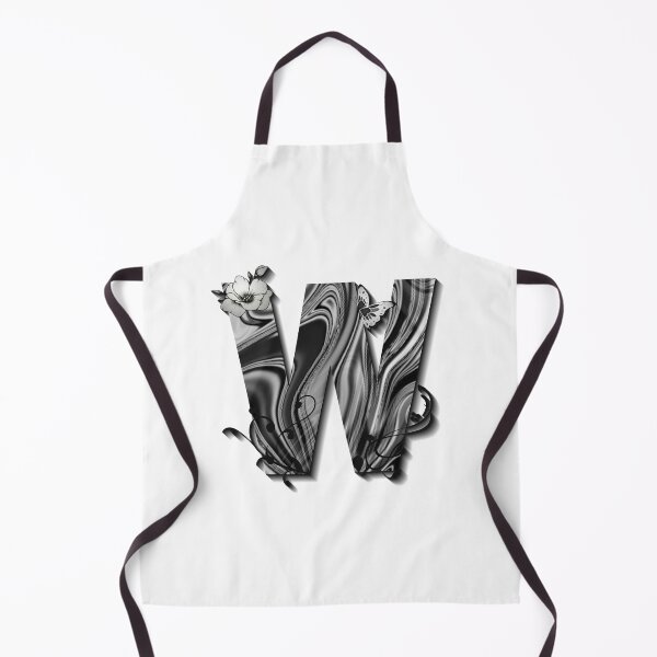 Item preview, Letter W Botanical Monogram black and white liquid marble designed and sold by iRenza.