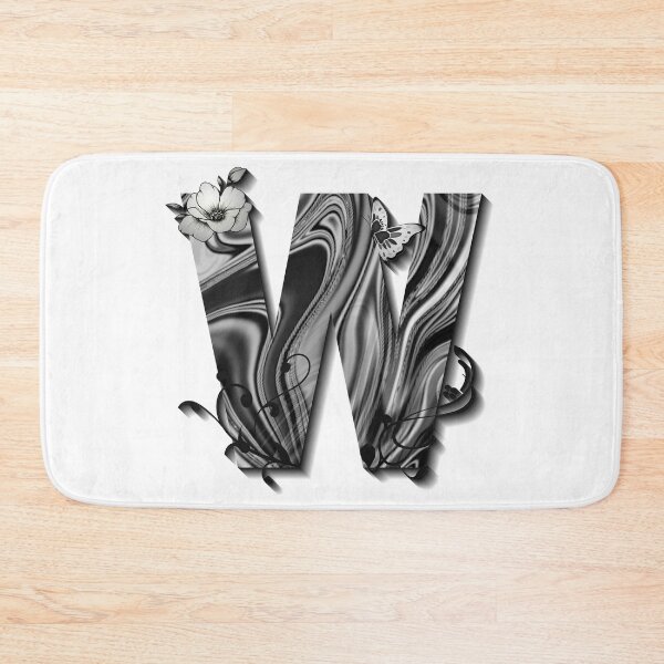Item preview, Letter W Botanical Monogram black and white liquid marble designed and sold by iRenza.