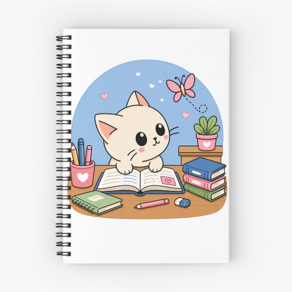 Item preview, Reading cat distracted by a butterfly designed and sold by Kitty-and-Cat.