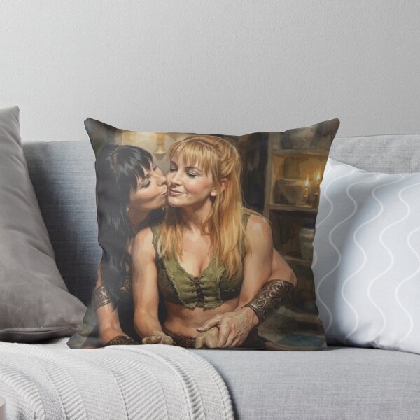 Item preview, Xena and Gabrielle Romantic Pottery Vintage Watercolor Art designed and sold by ElvisVintagePosters.